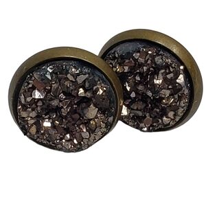 Vintage Rock Crystal Button Earrings